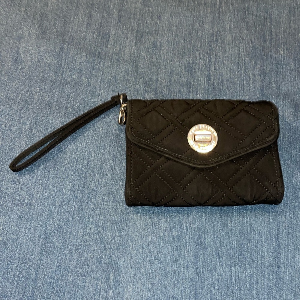 Vera Bradley black fabric quilted touch clutch/ wristlet